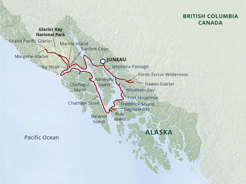 Small Ship Cruises Alaska Alaskas Glacier Country Map